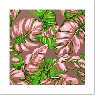 Tropical Leaves Camouflage Of Banana and Monstera 12 Posters and Art